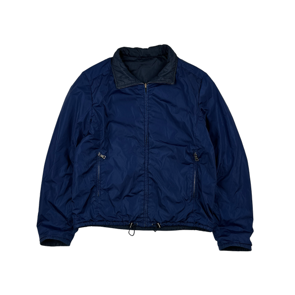 Prada Blue/Navy Red Tab Reversible Nylon Windbreaker Jacket - L