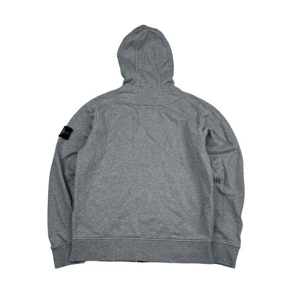 Stone Island Grey Cotton Zipped Hoodie - Medium