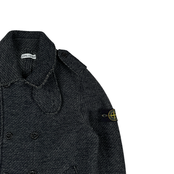 Stone Island 2009 Heavyweight Wool Double Breasted Knit Jacket - XL
