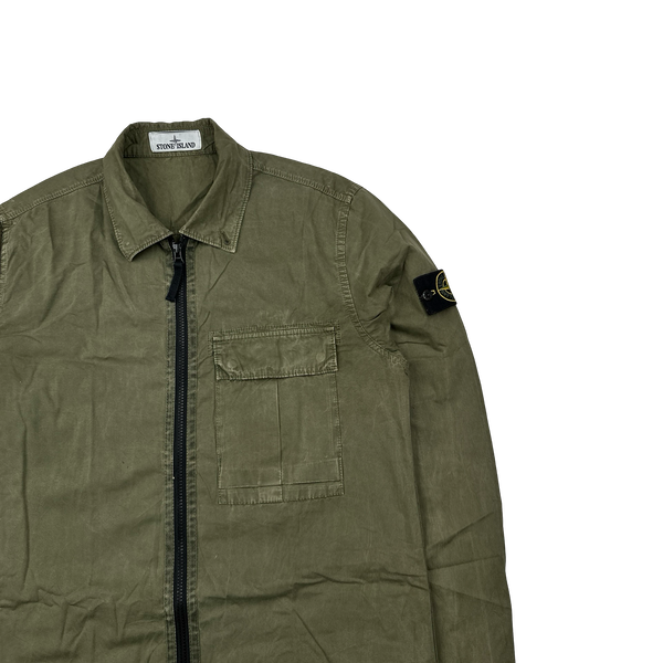 Stone Island 2019 Green Cotton Garment Dyed Overshirt - Medium