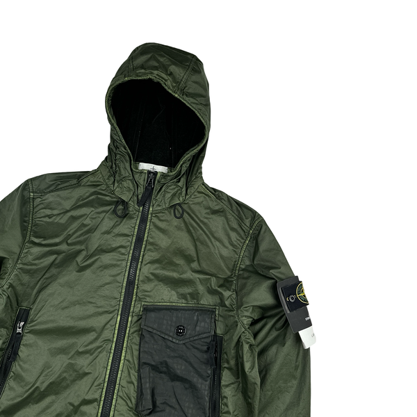 Stone Island 2020 Green Lamy Flock Velour Lining Jacket - Large