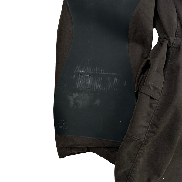 Cp Company Archive 2002 Brown Vulcanised Rubber Hood Lined Goggle Jacket - XXL
