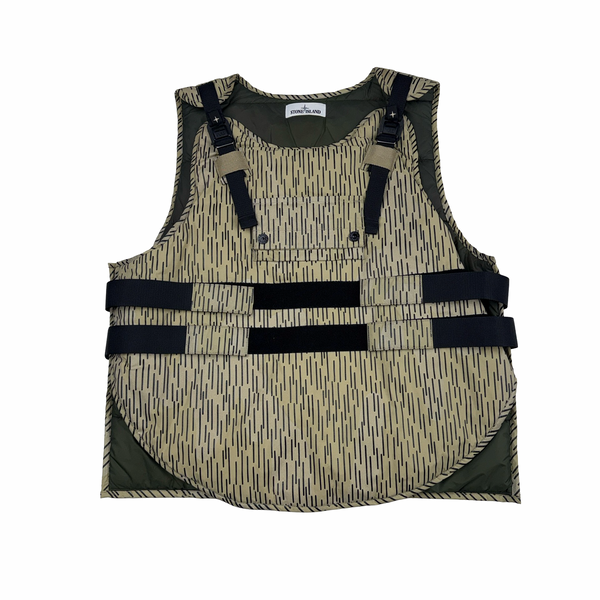 Stone Island 2021 Rain Camo Reflective Spellout Padded Utility Vest - Large