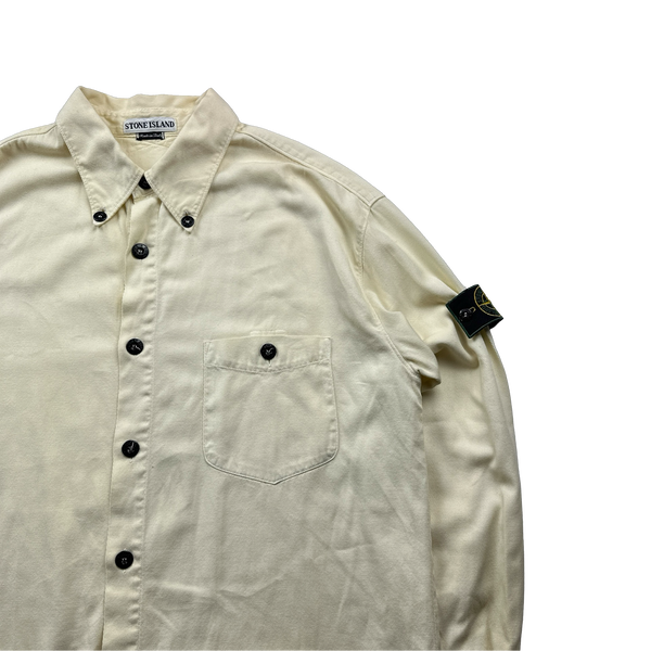 Stone Island 1997 Eggshell Ribbed Green Edged Overshirt - XL