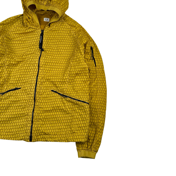 CP Company 3D Dark Yellow Air Net Zipped Hooded Jacket - Large
