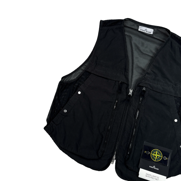 Stone Island 2024 Black David Light-TC Poly Net Gilet - Large
