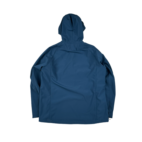 CP Company Blue Fleece Lined Soft Shell Smock Goggle Jacket - Large