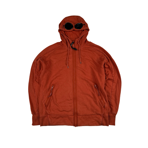 CP Company Orange Cotton Goggle Hoodie - Large