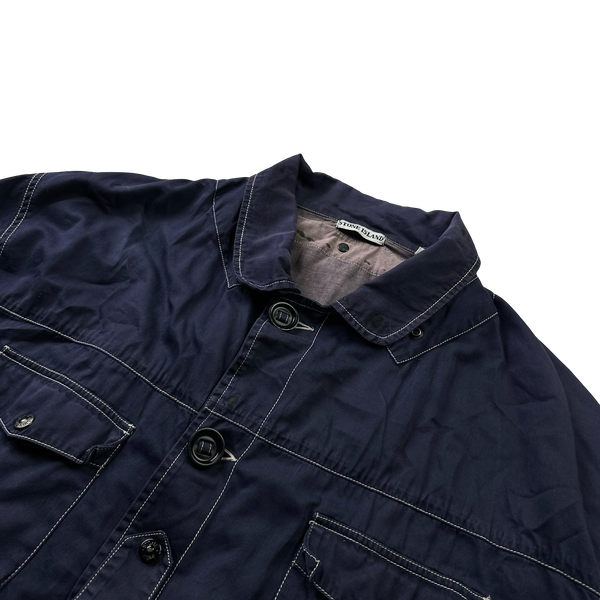 Stone Island Vintage 80s Green Edged Contrast Navy Stitch Field Jacket - XL