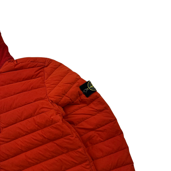 Stone Island Red Loom Woven Down Chambers Stretch Nylon Jacket - Large