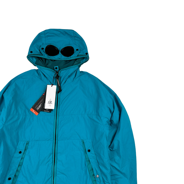 CP Company GDP Blue Hooded Lightweight Nylon Goggle Jacket - Medium