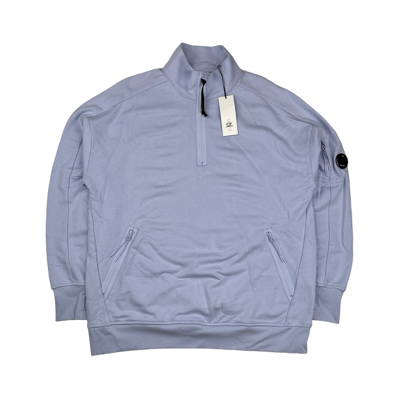 CP Company Lilac Cotton Lens Viewer Quarter Zip Pullover - 3XL