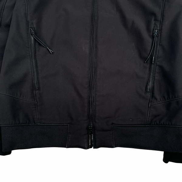 CP Company Black Soft Shell Lens View Hooded Zipped Jacket - Medium