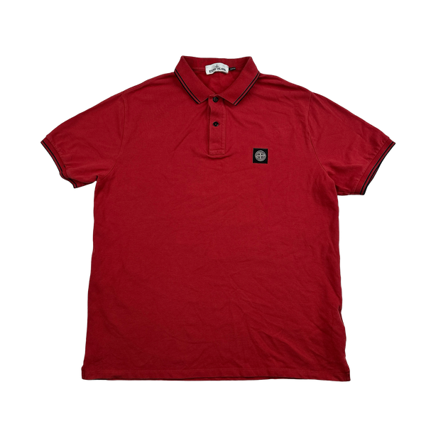 Stone Island 2015 Red Cotton Slim Fit Polo Top - 3XL