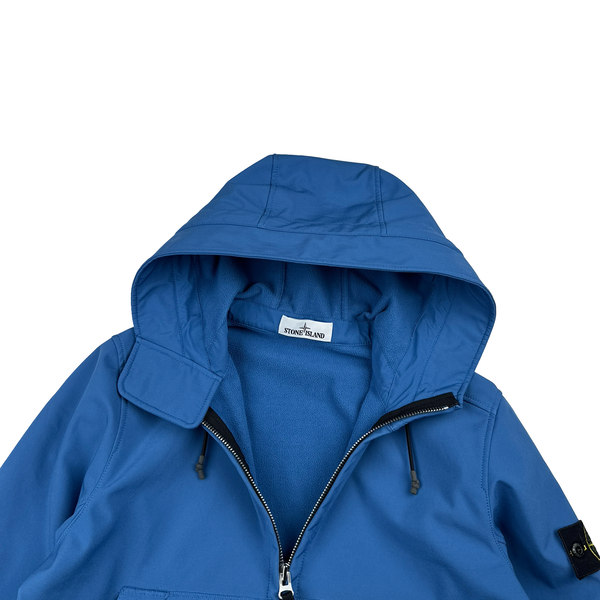 Stone Island Blue Soft Shell R Hooded Jacket - Medium