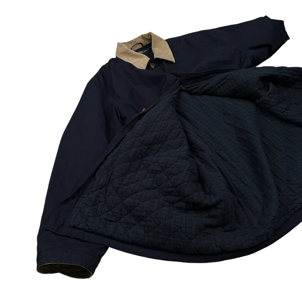 Ralph Lauren Polo Navy Corduroy Collar Cotton Long Jacket - Large