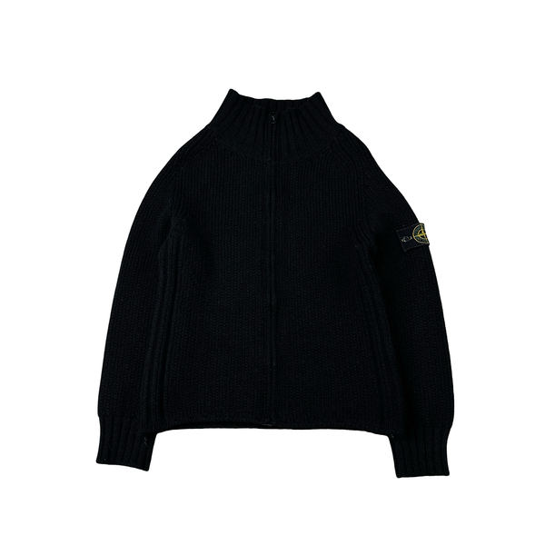 Stone Island 2001 Black Heavyweight Knitted Jumper - Small