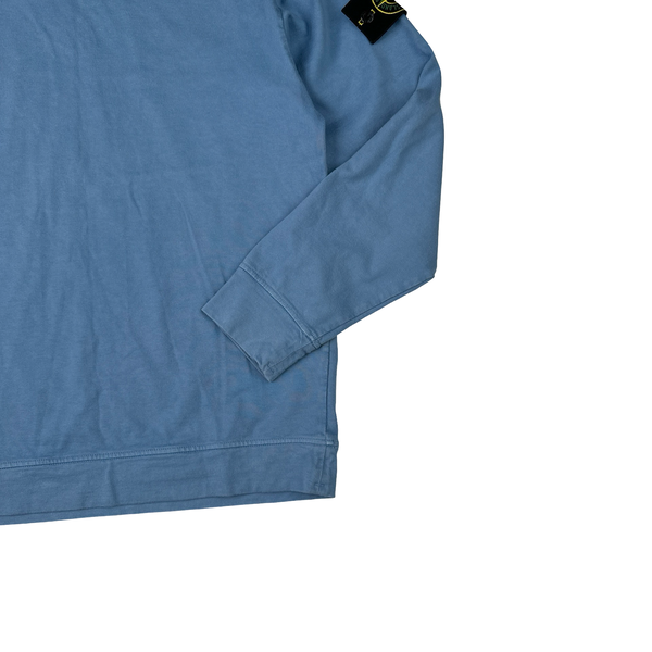 Stone Island 2022 Baby Blue Pullover Cotton Jumper - Small