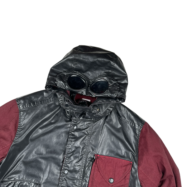 CP Company Red Quartz Quilted Paneled Goggle Jacket - Medium