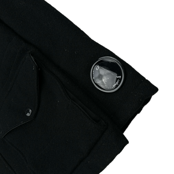 CP Company Black Wool Spellout La Mille Watch Viewer Duffle Jacket - XL
