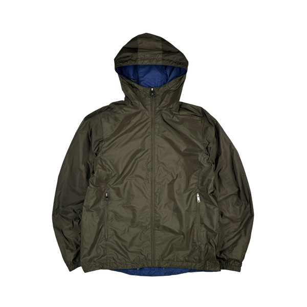 Prada Blue /Khaki Red Tab Reversible Nylon Windbreaker Jacket - XL