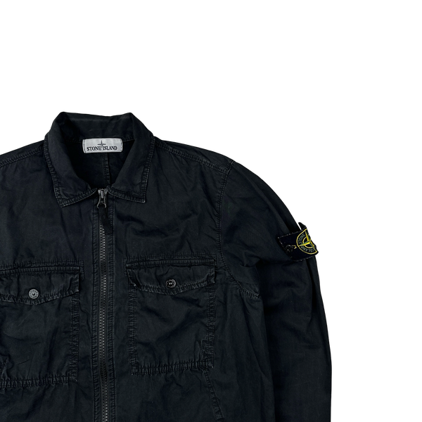 Stone Island 2019 Black Cotton Zipped Overshirt - Small