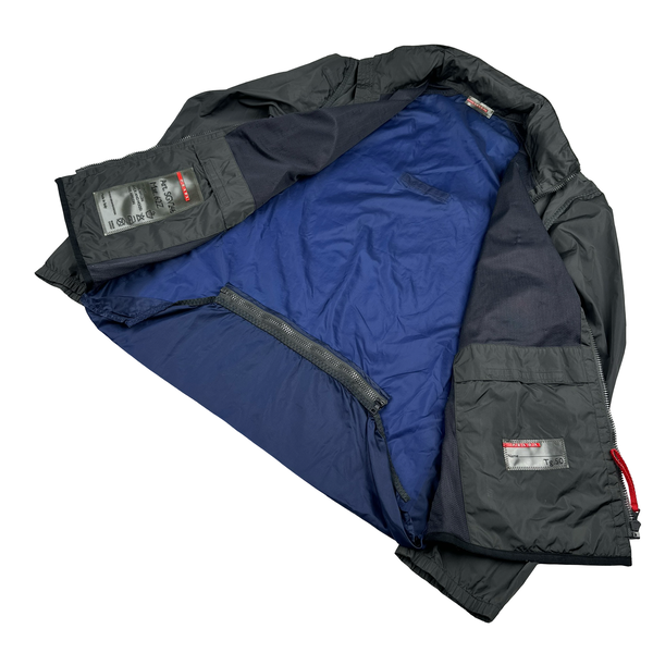 Prada Sport Grey Blue Semi Transparent Back Lightweight Jacket - Large