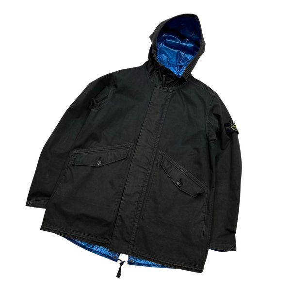 Stone Island Reversible Electric Chrome Blue Spaceman Raso Gommato Jacket - Large