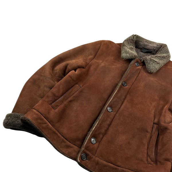 Prada Brown Vintage Suede Shearling Jacket - XL