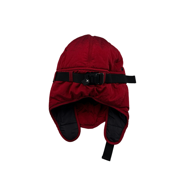 Stone Island 2022 Red Econyl Nylon Metal Face Cover Hat - Large