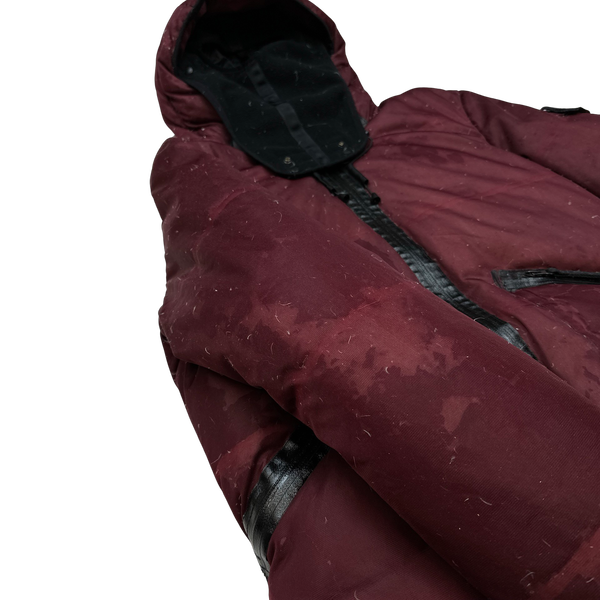 Stone Island 2010 Burgundy Welded Down Balaclava Puffer Jacket - Large