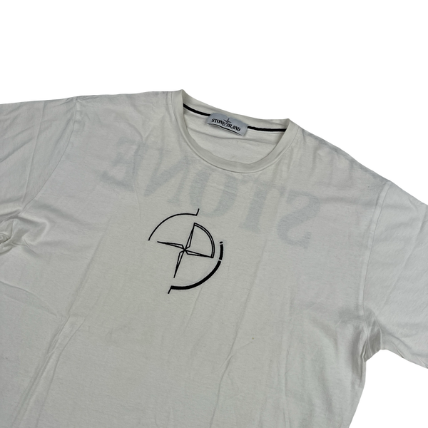 Stone Island 2020 White Graphic Spellout White T Shirt - Large