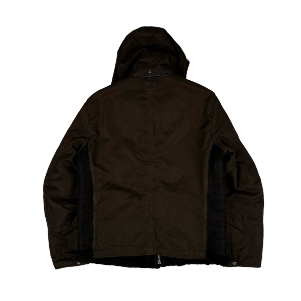 CP Company 2006 Dark Brown Multi Pocket Shearling Lined Goggle Jacket - XL