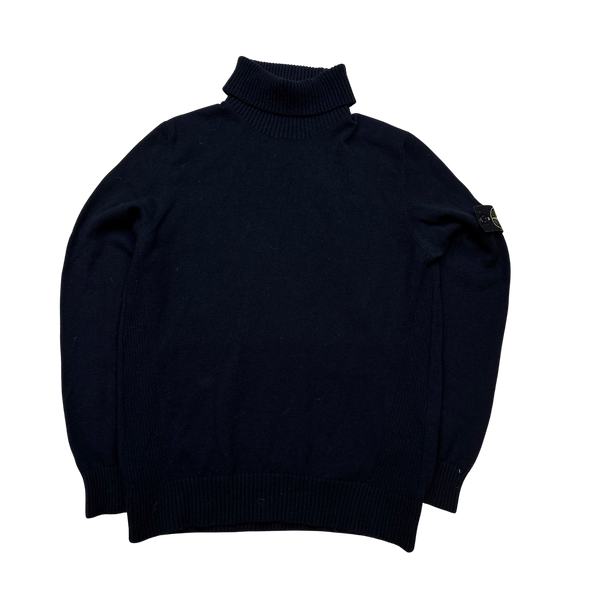 Stone Island 2015 Navy Blue Knit Roll Neck Jumper - XL
