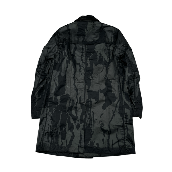 Stone Island 2015 Reverse Colour Process Flowing Camo Raso Gommato Trench Coat - Medium