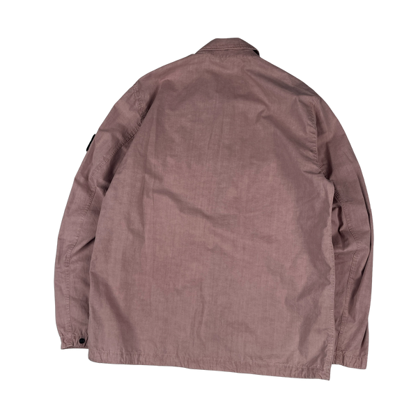Stone Island 2022 Pink Brushed Cotton Zipped Overshirt - XL