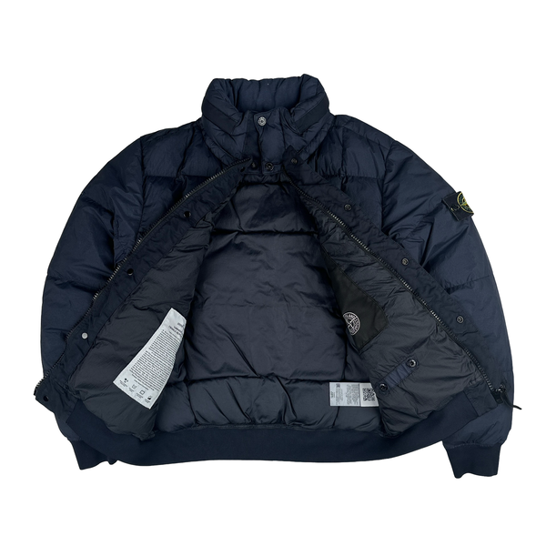 Stone Island 2019 Navy Garment Dyed Crinkle Reps Puffer Jacket - Medium