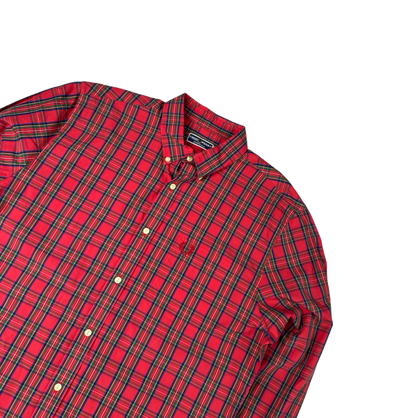 Fred Perry Red Tartan Buttoned Shirt - Large