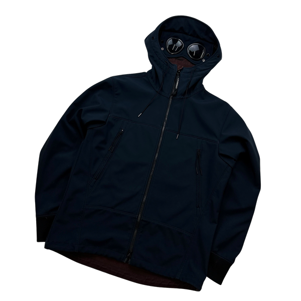 CP Company Navy Fleece Lined Soft Shell Goggle Jacket - Large
