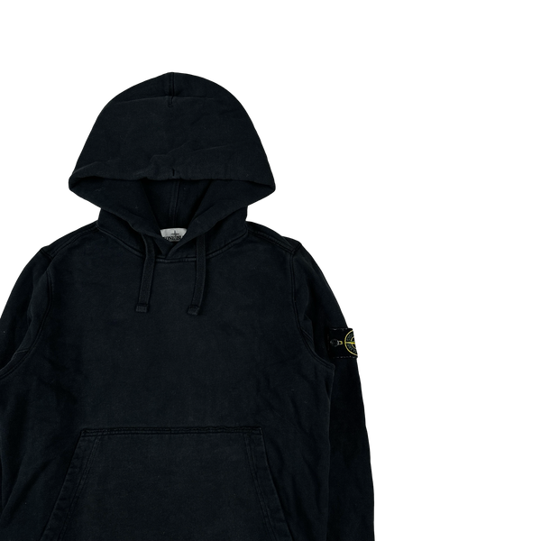 Stone Island 2018 Black Cotton Pullover Hoodie - Small