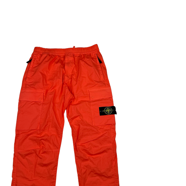 Stone Island 2022 Neon Red Parachute Cargo Trousers - 34"
