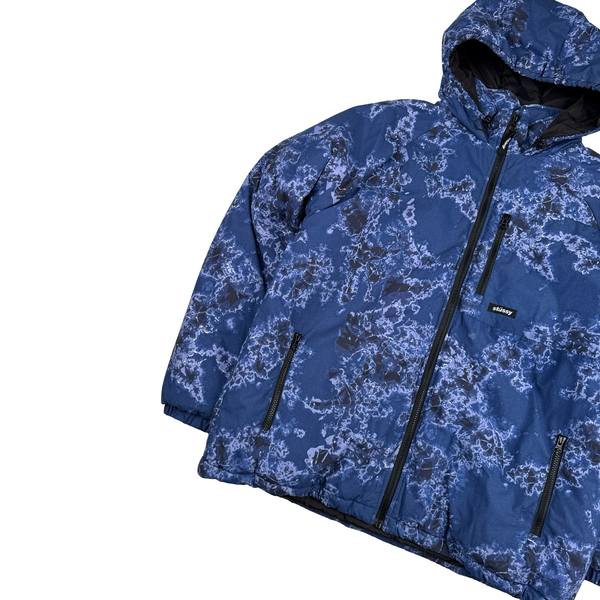 Stussy Blue Floral Print Primaloft Puffer Jacket - Large