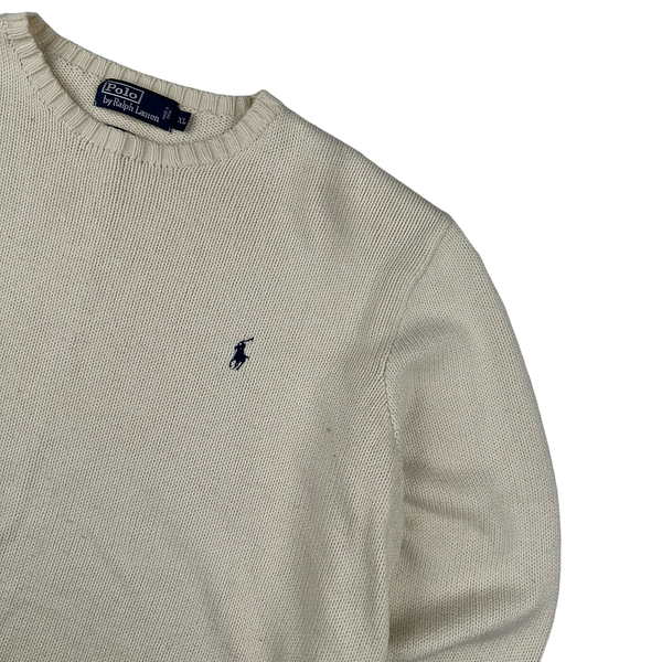 Ralph Lauren Cream Knit Crewneck Jumper - XL