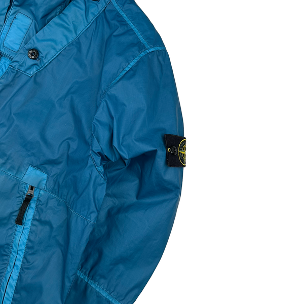 Stone Island Blue Mussola Gommata Melange Jacket - Large