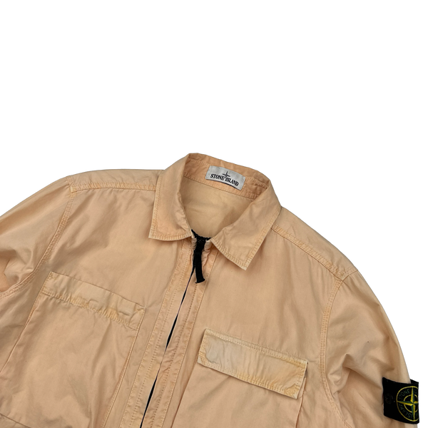 Stone Island 2018 Peach Cotton Zipped Overshirt - Large