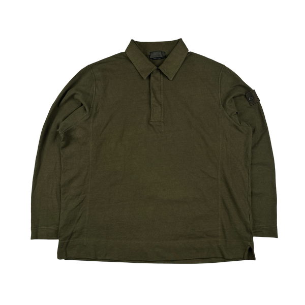 Stone Island 2023 Khaki Ghost Piece Cotton Longsleeve Polo - 3XL