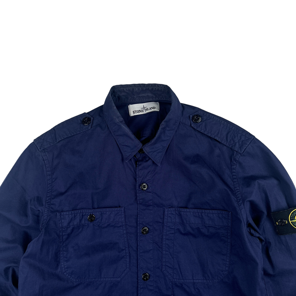 Stone Island 2014 Blue Indigo Cotton Overshirt - Medium
