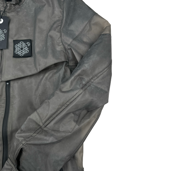 Plurimus Matte Grey Dual Hood Polycover Zipped Jacket - Small