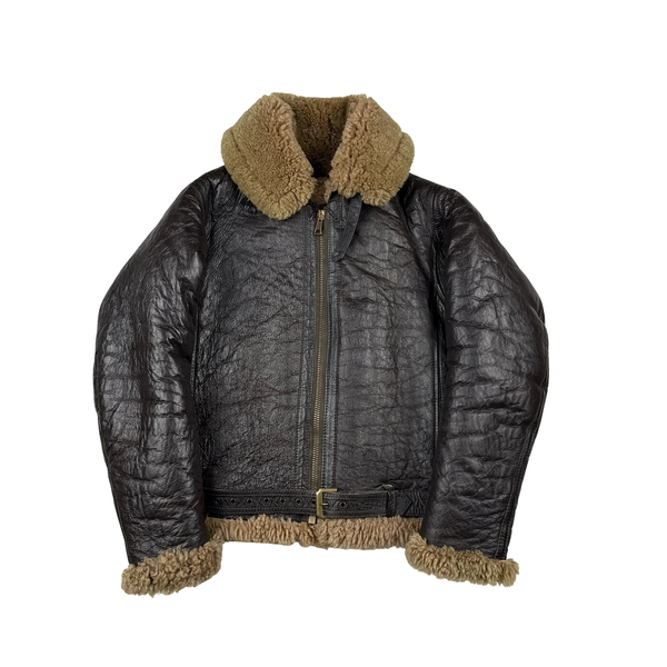 Irvin Shearling Lined Flying Pilot Thick Leather Vintage Jacket - Small