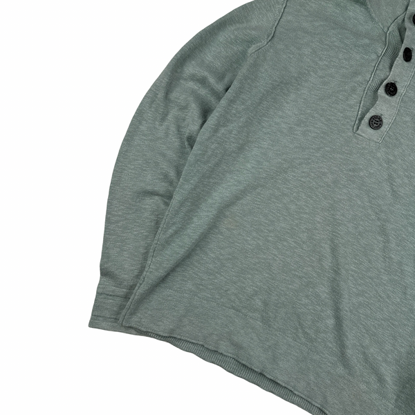 Stone Island 2013 Light Green Lightweight Cotton Buttoned Pullover Jumper - Small